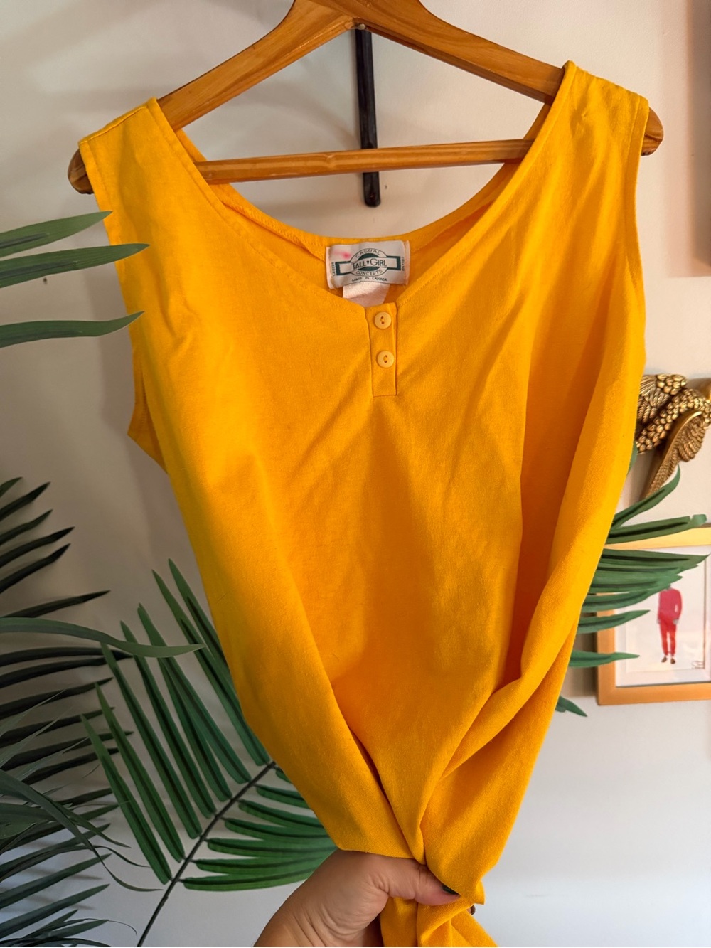 Vintage- 100% Cotton Yellow Sleeveless Tank Top